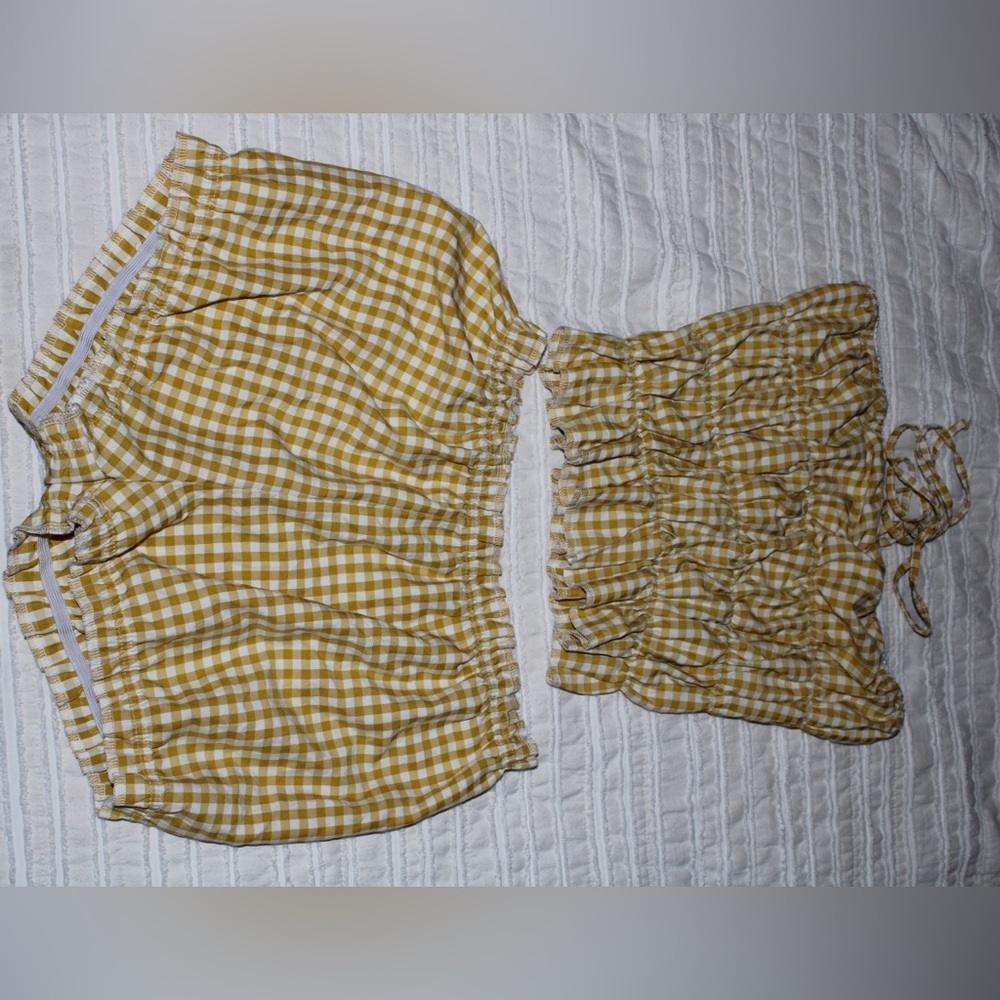 SHEIN Yellow Gingham Women Shorts Bermudas